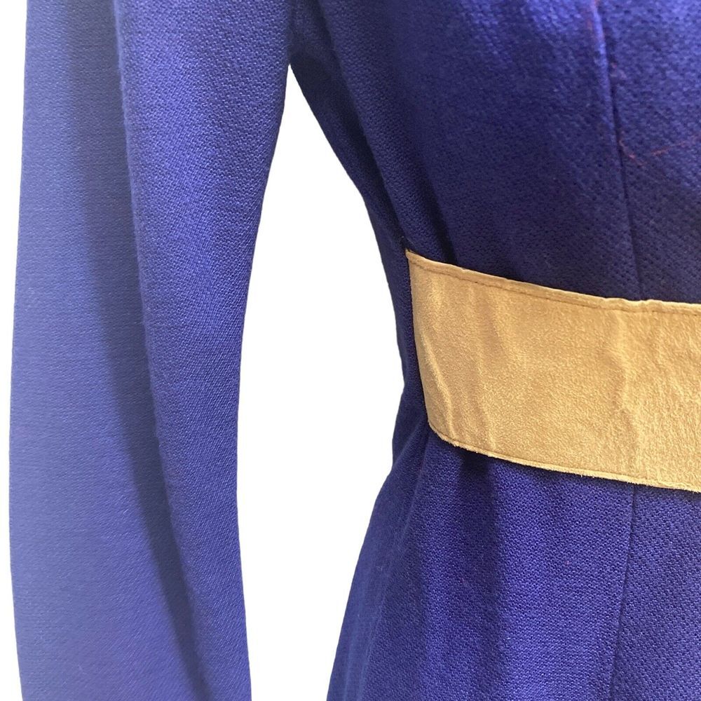 Vintage  1960s 1970s Mini Dress Size XS S Hand Tailored Belt buttons A‎ Line - Picture 5 of 15